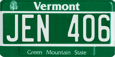 VT license plate JEN406