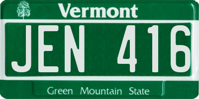 VT license plate JEN416