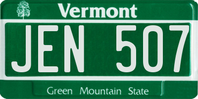 VT license plate JEN507