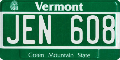 VT license plate JEN608