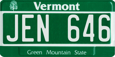 VT license plate JEN646