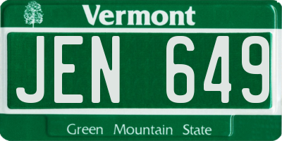 VT license plate JEN649