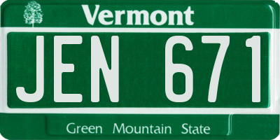 VT license plate JEN671