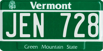 VT license plate JEN728