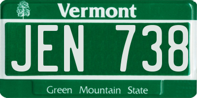 VT license plate JEN738