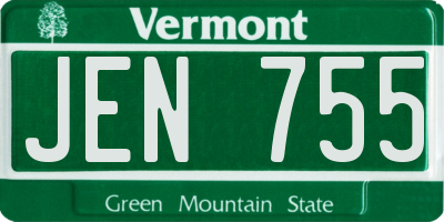 VT license plate JEN755