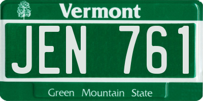 VT license plate JEN761