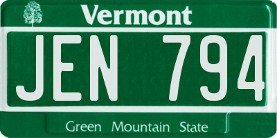 VT license plate JEN794