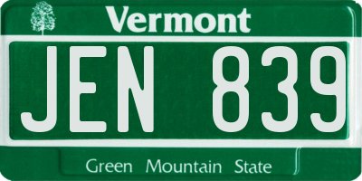 VT license plate JEN839