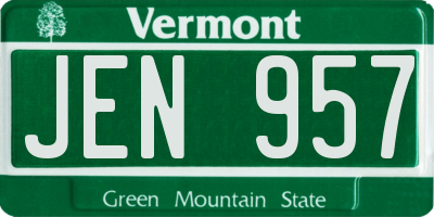 VT license plate JEN957