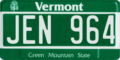 VT license plate JEN964