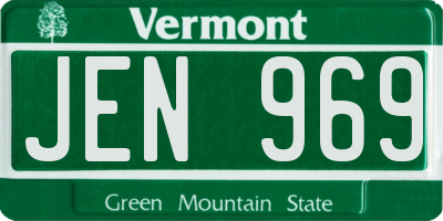 VT license plate JEN969