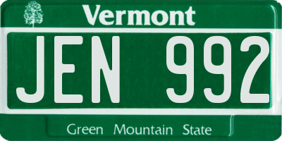 VT license plate JEN992