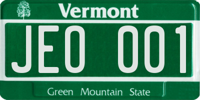 VT license plate JEO001