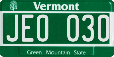 VT license plate JEO030