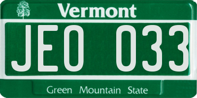 VT license plate JEO033