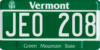 VT license plate JEO208
