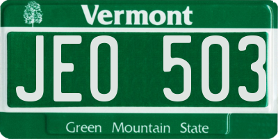 VT license plate JEO503