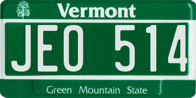 VT license plate JEO514