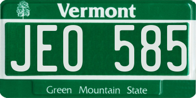 VT license plate JEO585