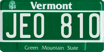 VT license plate JEO810