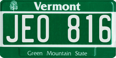 VT license plate JEO816