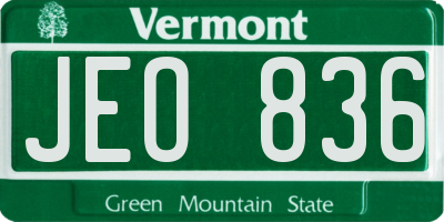 VT license plate JEO836