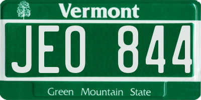 VT license plate JEO844
