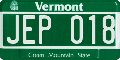 VT license plate JEP018