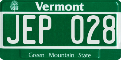 VT license plate JEP028