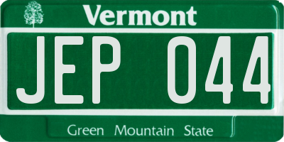 VT license plate JEP044