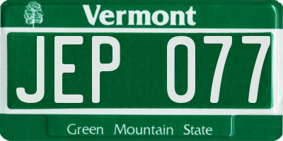 VT license plate JEP077