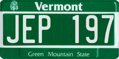 VT license plate JEP197