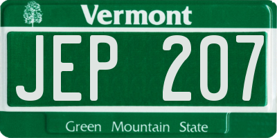 VT license plate JEP207