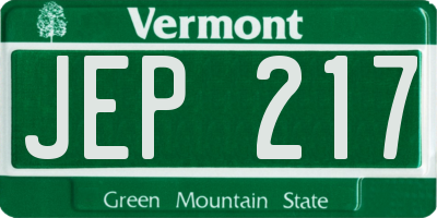 VT license plate JEP217