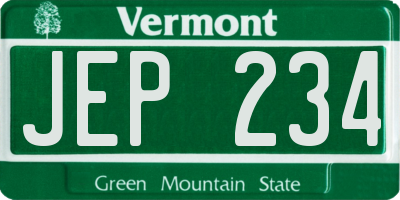 VT license plate JEP234