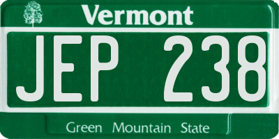 VT license plate JEP238
