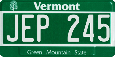 VT license plate JEP245