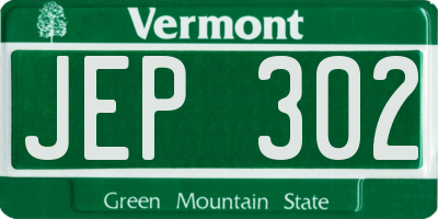 VT license plate JEP302