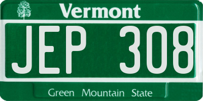 VT license plate JEP308