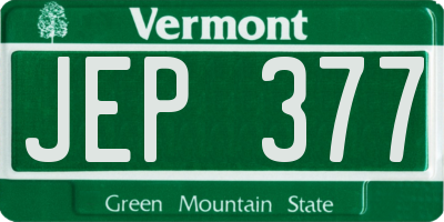 VT license plate JEP377