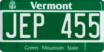 VT license plate JEP455