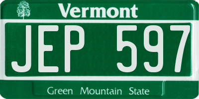VT license plate JEP597
