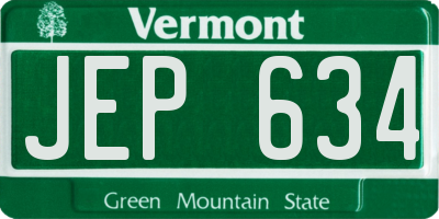 VT license plate JEP634
