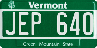 VT license plate JEP640