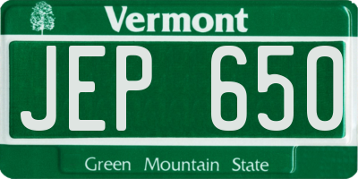 VT license plate JEP650