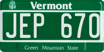 VT license plate JEP670