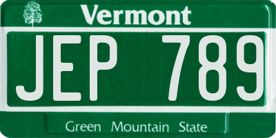 VT license plate JEP789