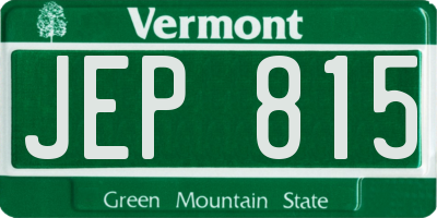 VT license plate JEP815