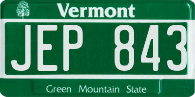 VT license plate JEP843